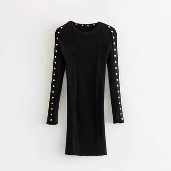 Rochie de dama model nou cu maneci lungi de culoare neagra