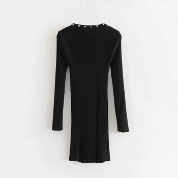 Rochie de dama model nou cu maneci lungi de culoare neagra