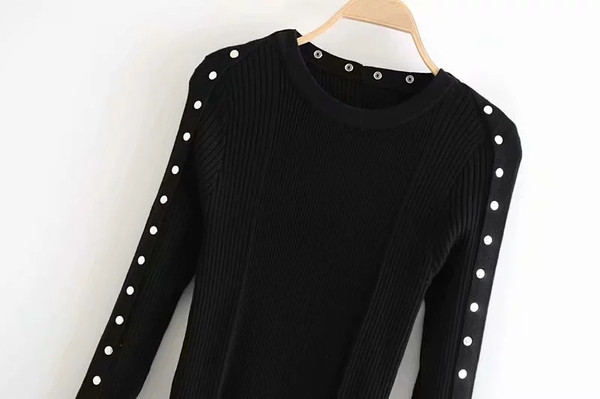 Rochie de dama model nou cu maneci lungi de culoare neagra