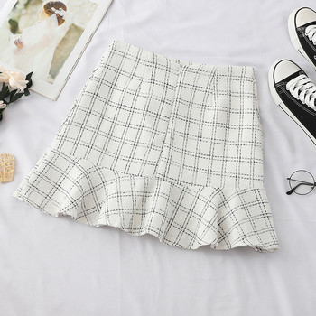 Fusta de dama actuala alb-negru cu talie inalta