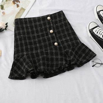 Fusta de dama actuala alb-negru cu talie inalta