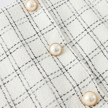 Fusta de dama actuala alb-negru cu talie inalta