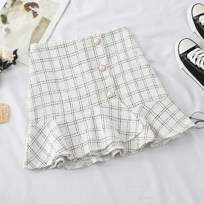 Fusta de dama actuala alb-negru cu talie inalta