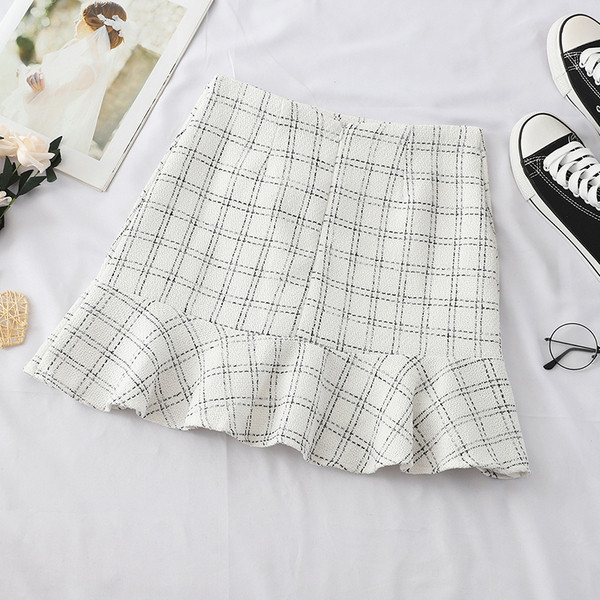 Fusta de dama actuala alb-negru cu talie inalta