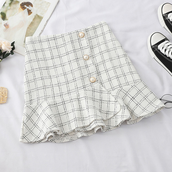 Fusta de dama actuala alb-negru cu talie inalta