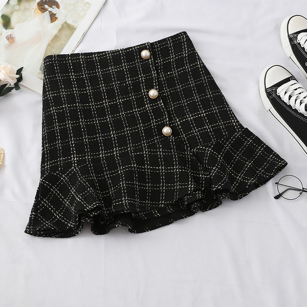 Fusta de dama actuala alb-negru cu talie inalta