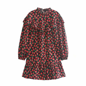 Aktuális női ruha virágos motívumokkal - fekete színű