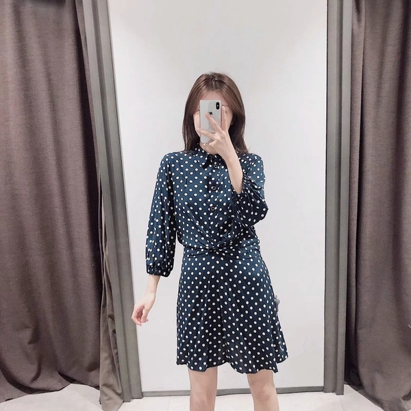 Rochie de dama model nou cu guler clasic - culoare albastra