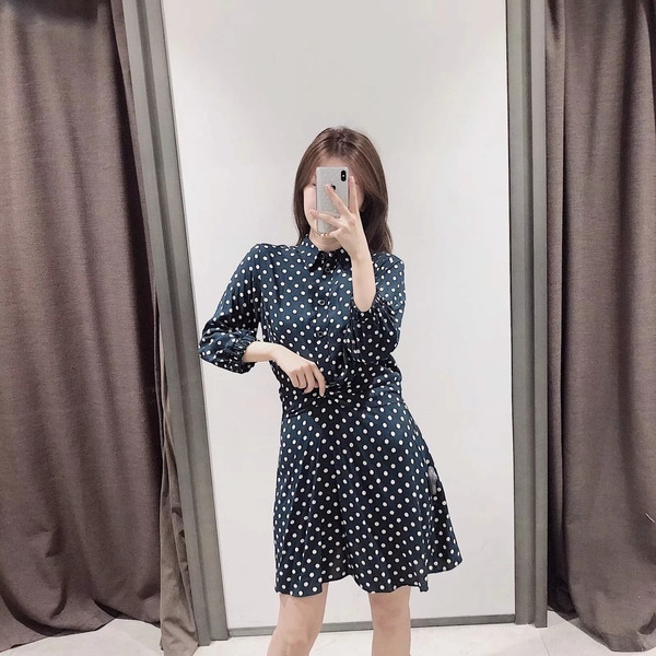 Rochie de dama model nou cu guler clasic - culoare albastra