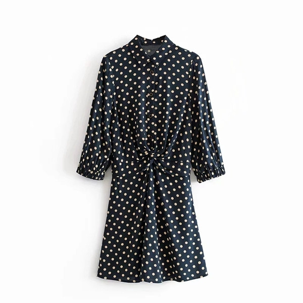 Rochie de dama model nou cu guler clasic - culoare albastra