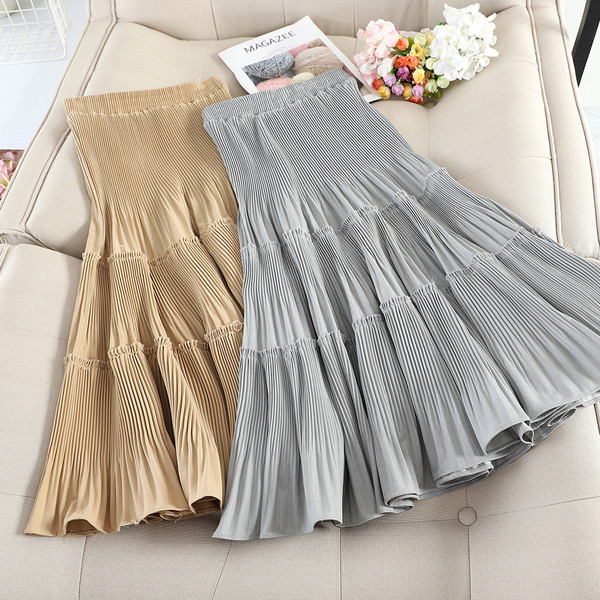 Fusta lunga de dama cu talie inalta in patru culori