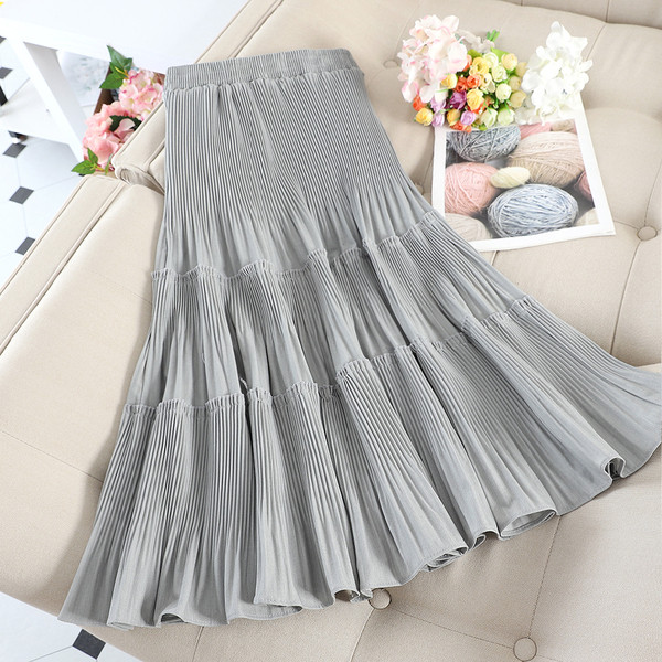 Fusta lunga de dama cu talie inalta in patru culori