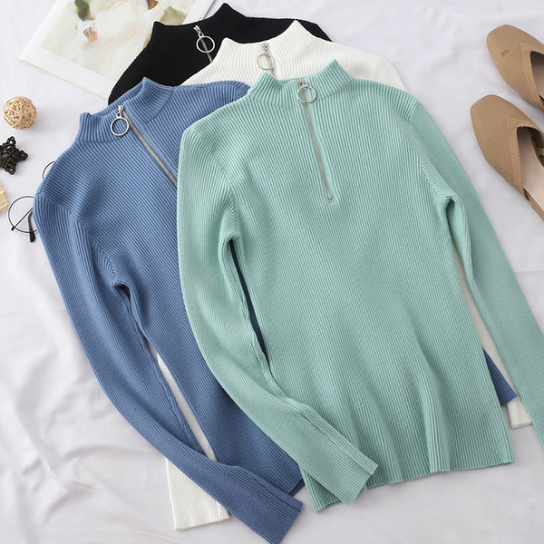 Bluza de dama moderna in mai multe culori cu fermoar