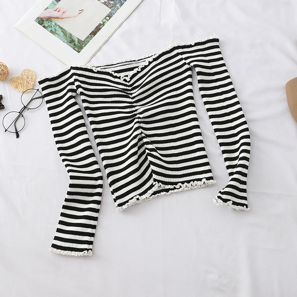 Női csíkos blúz hosszú ujjal, három színben