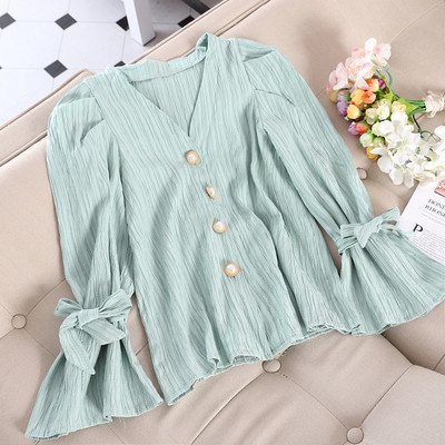 Modern női ing, ujján gombokkal, nyakkendőkkel több színben