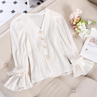 Modern női ing, ujján gombokkal, nyakkendőkkel több színben