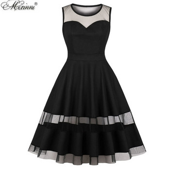 Rochie modernă de damă cu decolteu O în negru