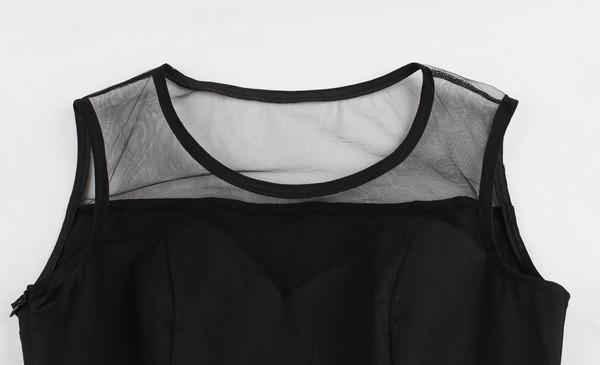 Rochie modernă de damă cu decolteu O în negru