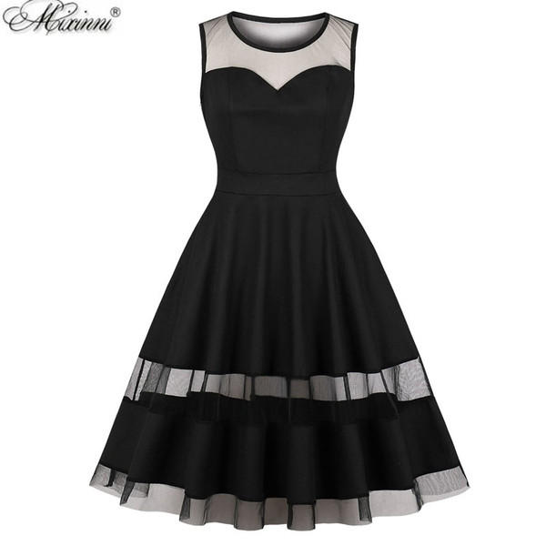 Rochie modernă de damă cu decolteu O în negru