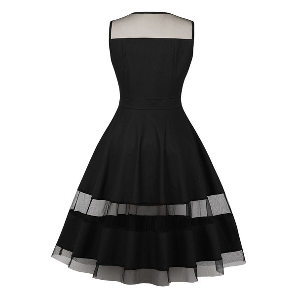 Rochie modernă de damă cu decolteu O în negru