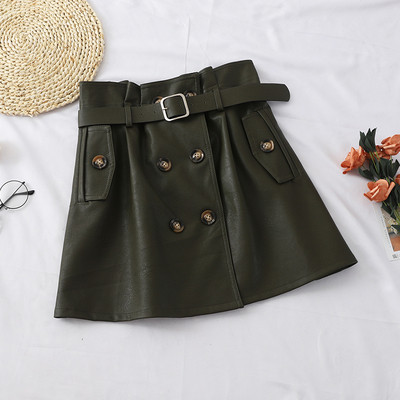 Aktuális női szoknya öko bőrből - négy színben gombokkal