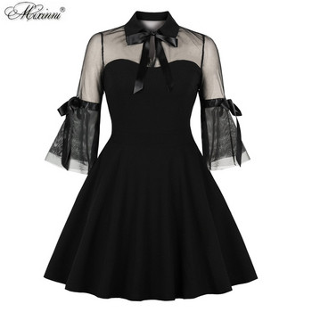 Rochie scurta eleganta de dama cu guler clasic in negru
