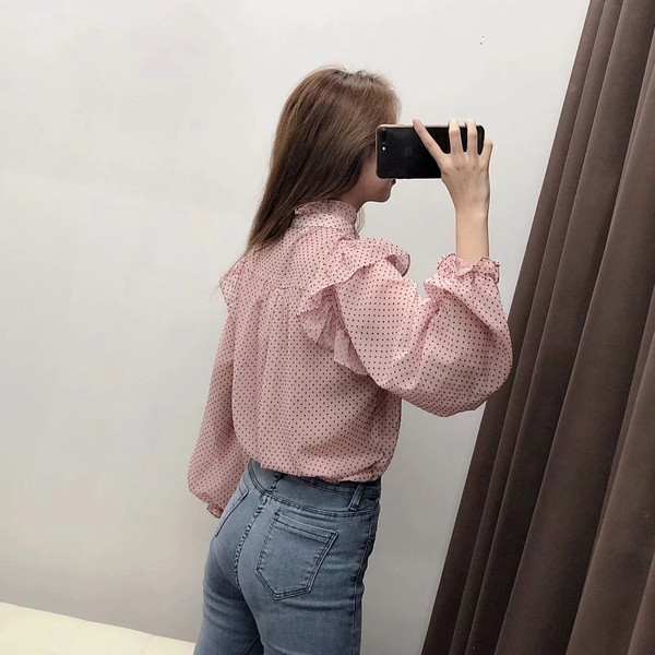 Új modell női ing rózsaszín és zöld mintával