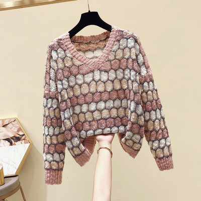 Pulover de dama modern cu decolteu in V in mai multe culori