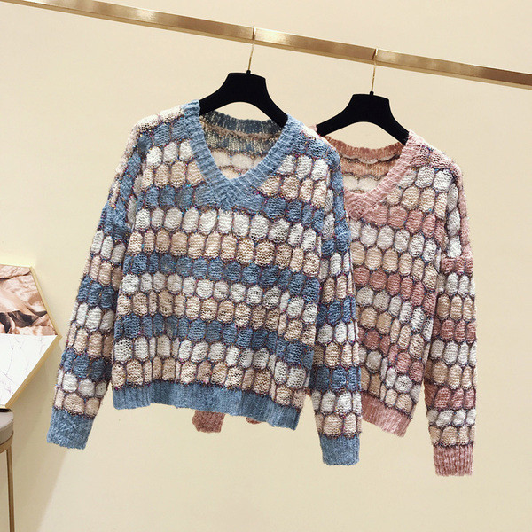 Pulover de dama modern cu decolteu in V in mai multe culori