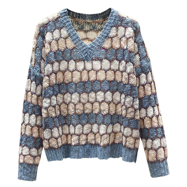 Pulover de dama modern cu decolteu in V in mai multe culori