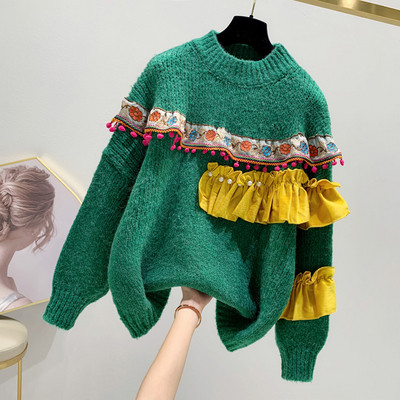 Model nou de pulover de dama cu element 3D in trei culori