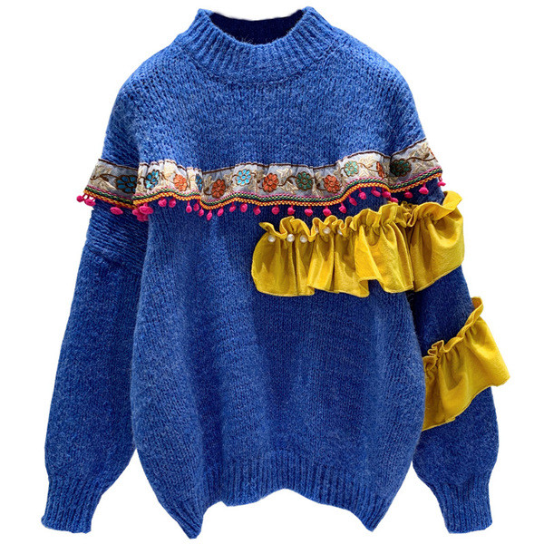 Model nou de pulover de dama cu element 3D in trei culori