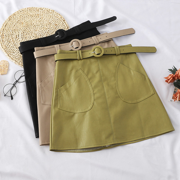 Modern női szoknya három színben, zsebekkel