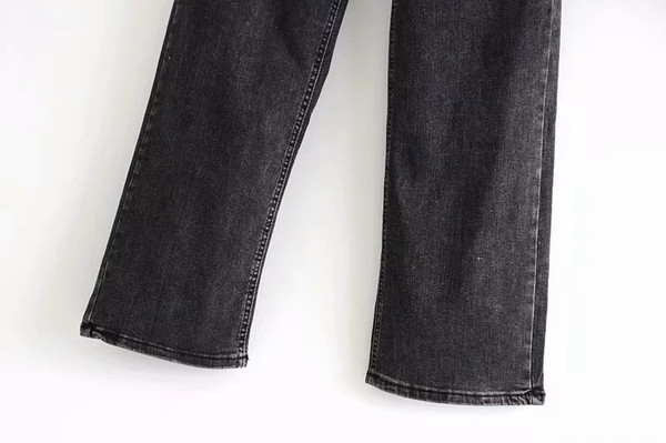 Blugi de dama moderni model drept in culoarea neagra