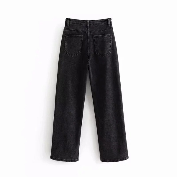 Blugi de dama moderni model drept in culoarea neagra