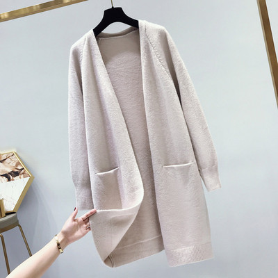 Női zsebes kardigán - hosszú modell több színben