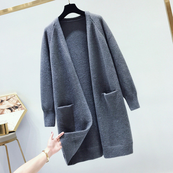 Női zsebes kardigán - hosszú modell több színben