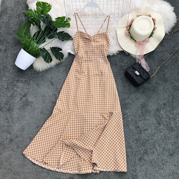 Női lezser hosszú kockás ruha