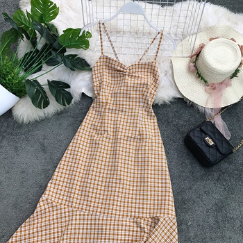 Női lezser hosszú kockás ruha