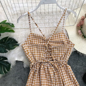 Női lezser hosszú kockás ruha