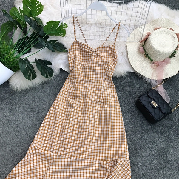 Női lezser hosszú kockás ruha