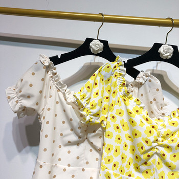 Rochie scurta casual de dama in doua culori - alb si galben