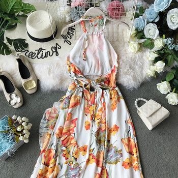 Stílusos női hosszú, virágmintás ruha