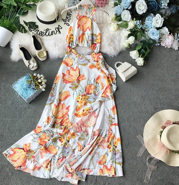 Stílusos női hosszú, virágmintás ruha