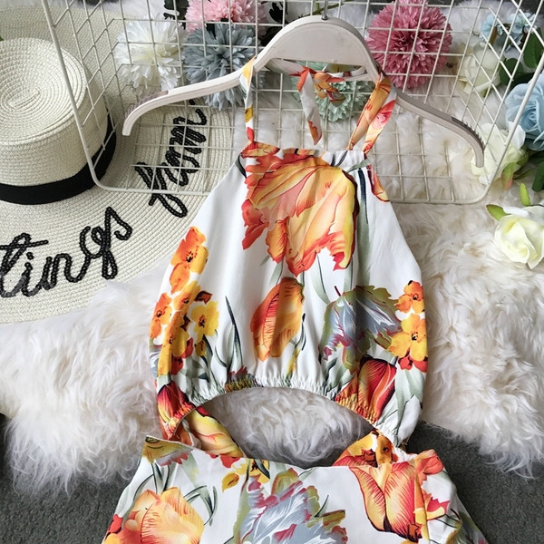 Stílusos női hosszú, virágmintás ruha