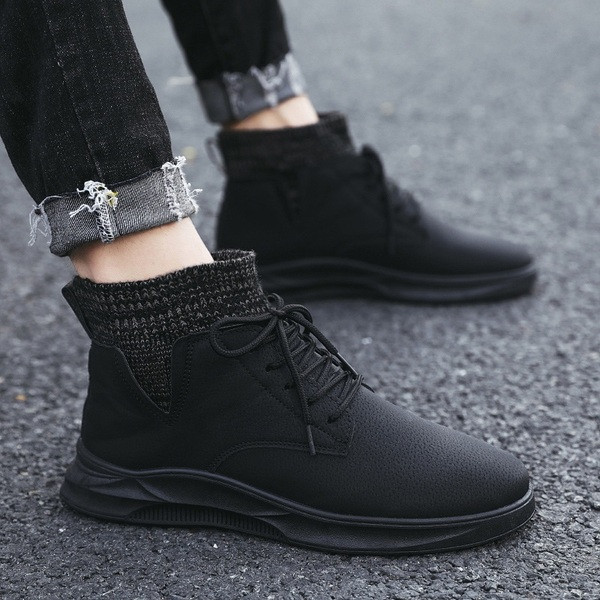 Férfi öko-bőr csizma fekete, barna és szürke színben