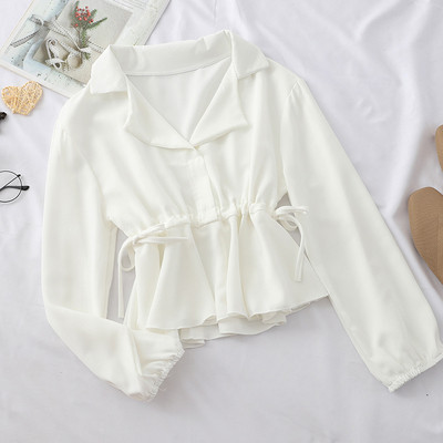 Cămașă modernă de damă cu șireturi - în mai multe culori