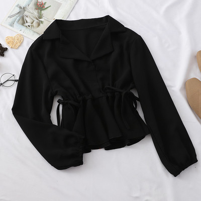 Cămașă modernă de damă cu șireturi - în mai multe culori