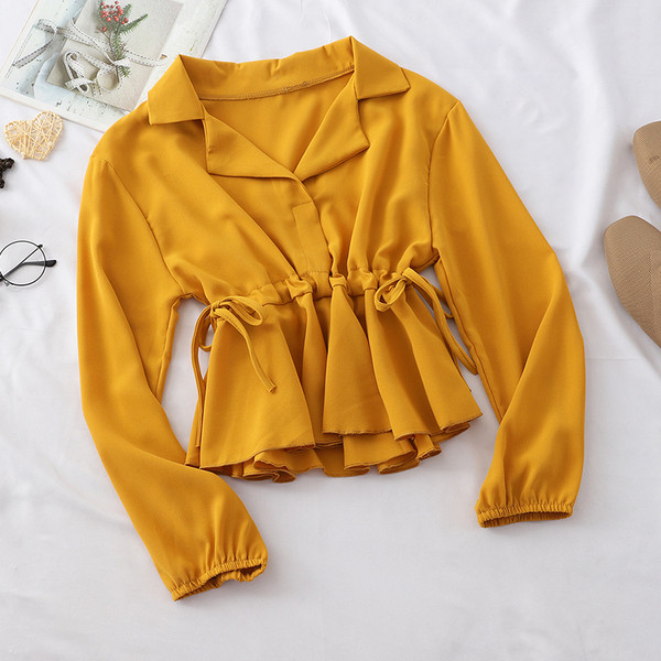 Cămașă modernă de damă cu șireturi - în mai multe culori