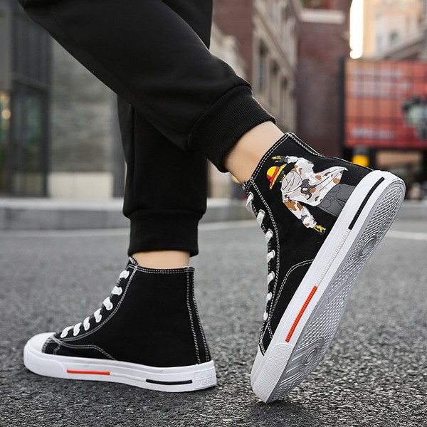 Alkalmi férfi tornacipő fekete és sárga rátéttel